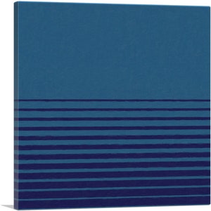 Puede incluir: Impresión de arte abstracto con un fondo azul y rayas horizontales azul marino.