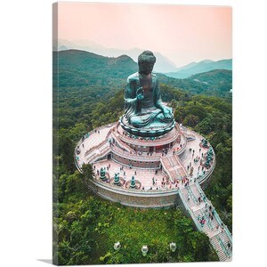 ARTCANVAS Tian Tan Buddha Monumental Statue Hong Kong China Canvas Art Print