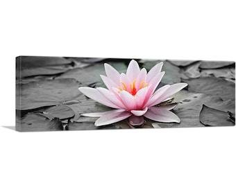 ARTCANVAS Water Lily Lotus Home Decor Panoramic Canvas Art Print