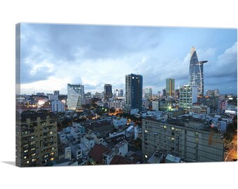 ARTCANVAS Ho Chi Minh City Vietnam Skyline Cloudy Canvas Art Print