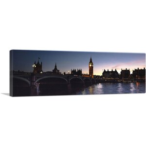ARTCANVAS London England Big Ben at Dusk Panoramic Canvas Art Print