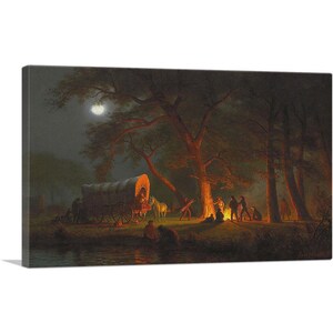 ARTCANVAS Oregon Trail Campfire 1863 Canvas Art Print by Albert Bierstadt 26&quot;x18&quot;