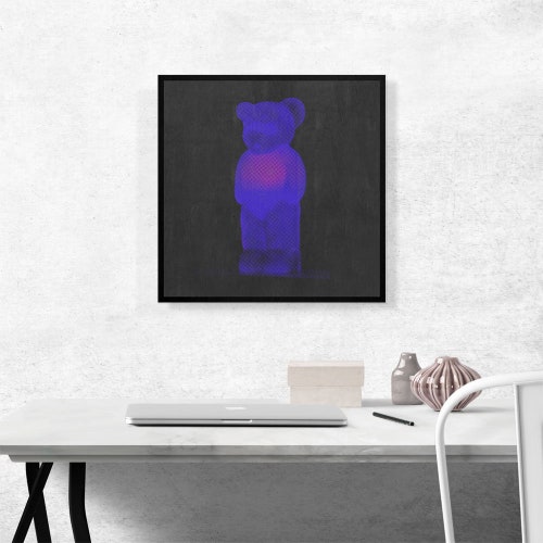 ARTCANVAS Modern Neon Blue Gummy Bear Canvas Art buying Print