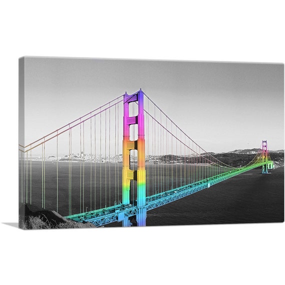 ARTCANVAS San Francisco Golden Gate Bridge Rainbow Gay Canvas Art