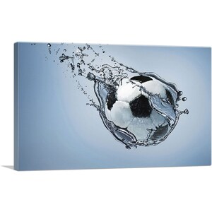 ARTCANVAS Soccer Ball Water Effect Canvas Art Print