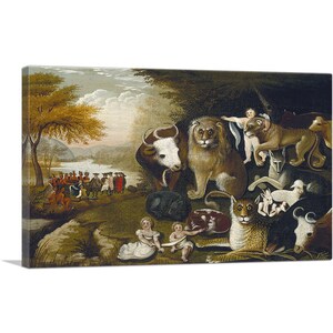 ARTCANVAS Peaceable Kingdom With Bull 1833 by Edward Hicks Canvas Art Print