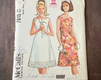 Vintage 1960s McCalls Sewing Pattern, 7815, UNCUT, Misses Dress, Paneled Dress, Flared Dress, Sleeveless, Size 18, 38 Bust