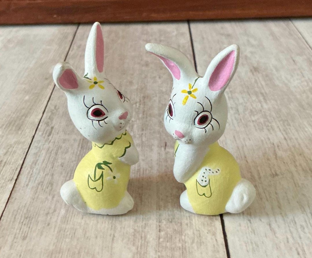 Vintage Arnels Bunny Figurines, Handpainted, Rabbit Figurines, Easter ...