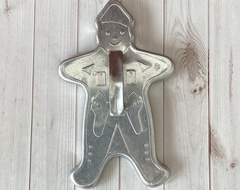 Vintage Lebkuchenmann Ausstechform, RARE, Cowboy Lebkuchenmann, Cowboy Sammler, Aluminium, Zuckerkekse, Vintage Küche, 1950er Jahre