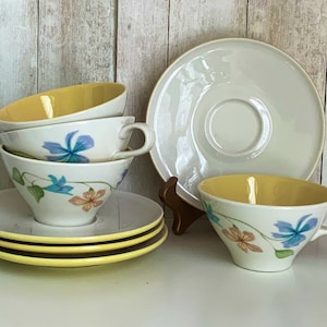 Vintage Ben Seibel Cups and Saucers, Tea Cups, MCM, Mod, Informal China by Iroquois, Sleepy Hollow, Retro Kitchen, Spring China, 1960s