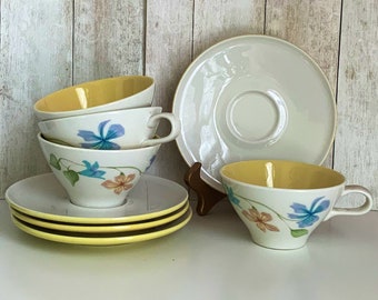 Vintage Ben Seibel Cups and Saucers, Tea Cups, MCM, Mod, Informal China by Iroquois, Sleepy Hollow, Retro Kitchen, Spring China, 1960s