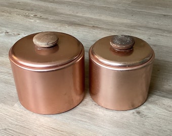 Vintage Mirro Copper Canisters, Rose Gold, Mirro Metal Canisters, Wood Handles, Mid Century, MCM, Retro Kitchen, Farmhouse Kitchen, 1960s