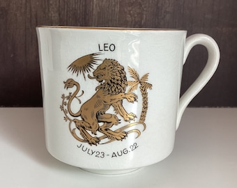 Vintage Myott Leo Teacup, Coffee Cup, Zodiac, Lion, Gold Gilding, Replacement, Tea Party, August Birthday, July Birthday, Made in England