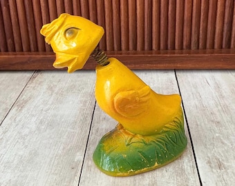 Vintage Chalkware Bobblehead Duck, Duck Figurine, Plaster Duck, Spring Decor, Easter Decor, Carnival Prize, 1940s