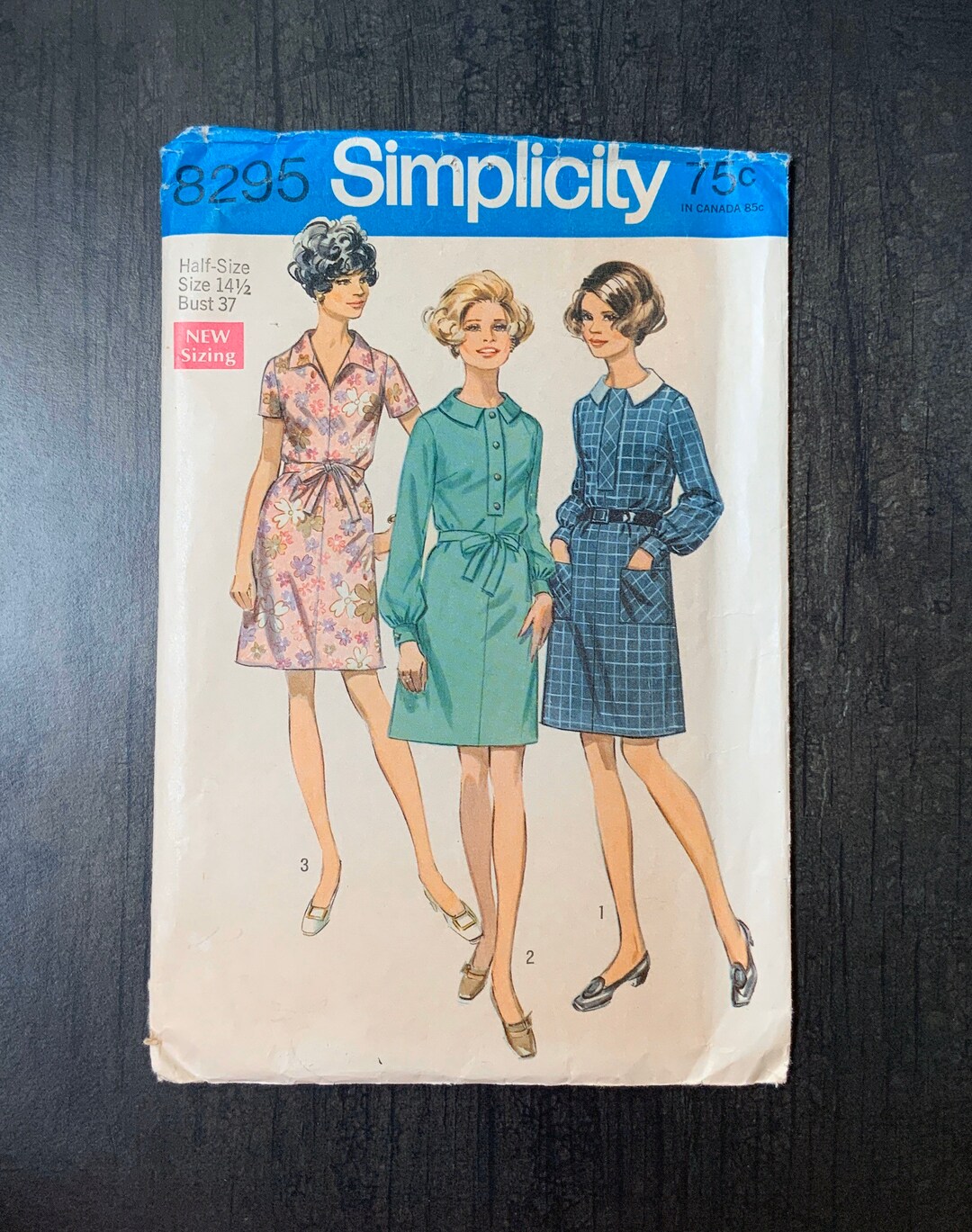 1960's Simplicity Belted Dress Pattern with Patch Pockets - Bust 32.5