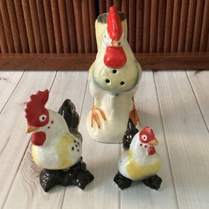 Vintage Keramik Hühnerfiguren, Huhn Shaker, Bauernhaus Küche, Vintage Küche, Landhühner, Mid Century, Japan, 1960er Jahre Bild 6