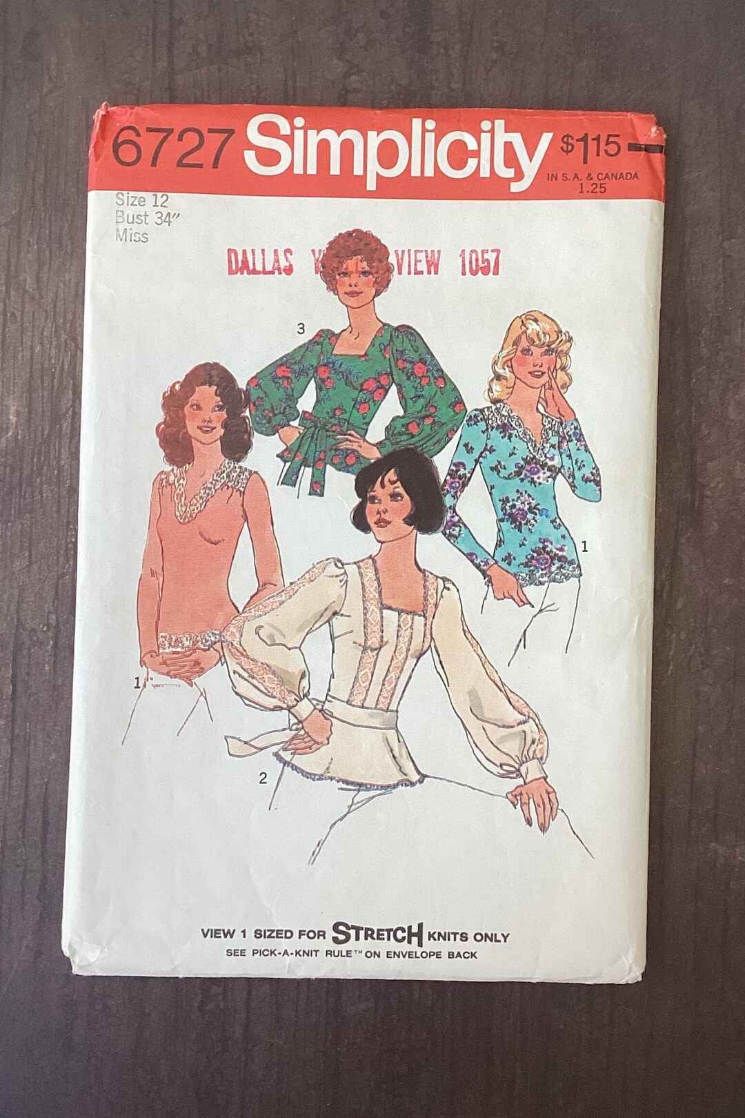 Simplicity 6727 Pattern Vintage Simplicity 6727 Sewing Pattern, Peasant Blouse, Pullover Top ...