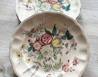 Vintage Spode Gainsborough Plates, Floral Plates, Replacement, 7.75 Inch Plates, Great Britain, Lot of Four