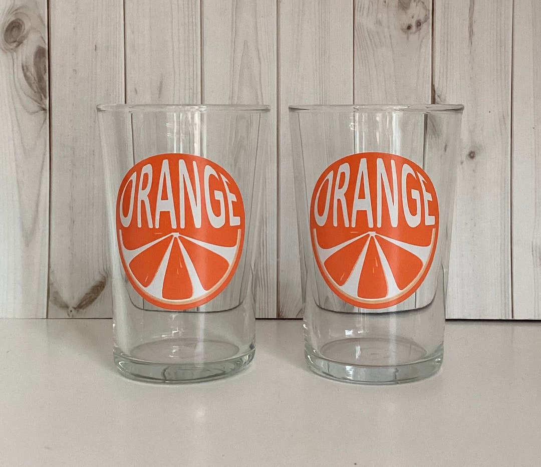 Vintage Orange Juice Glasses, Luminarc, Orange Slice, Retro Glass