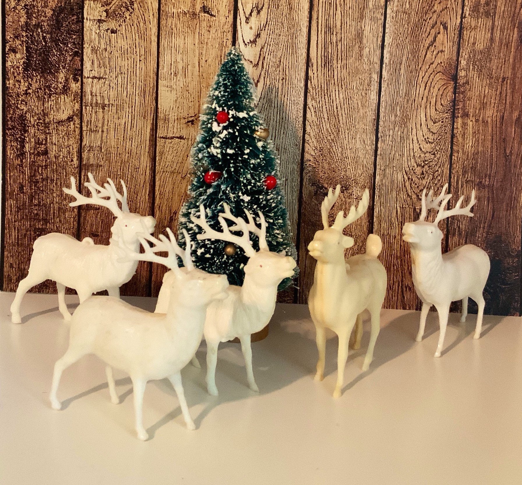 Details about   White Reindeer Hard Plastic Vintage Christmas Decoration Small 1950’s 