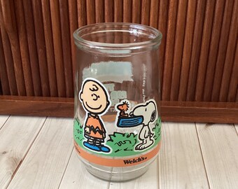 Vintage Welch’s Peanuts Jelly Glass, Snoopy, Woodstock, Charlie Brown, Swanky Swig, Retro Kitchen Decor, Nostalgia, 1990s