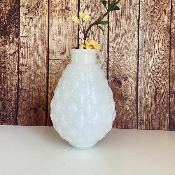 Vintage Milk Glass Lamp Shade Globe, Fenton, Diamond Quilted, Hurricane Lamp, Bedside Lamp, Farmhouse Decor, Lamp Replacement