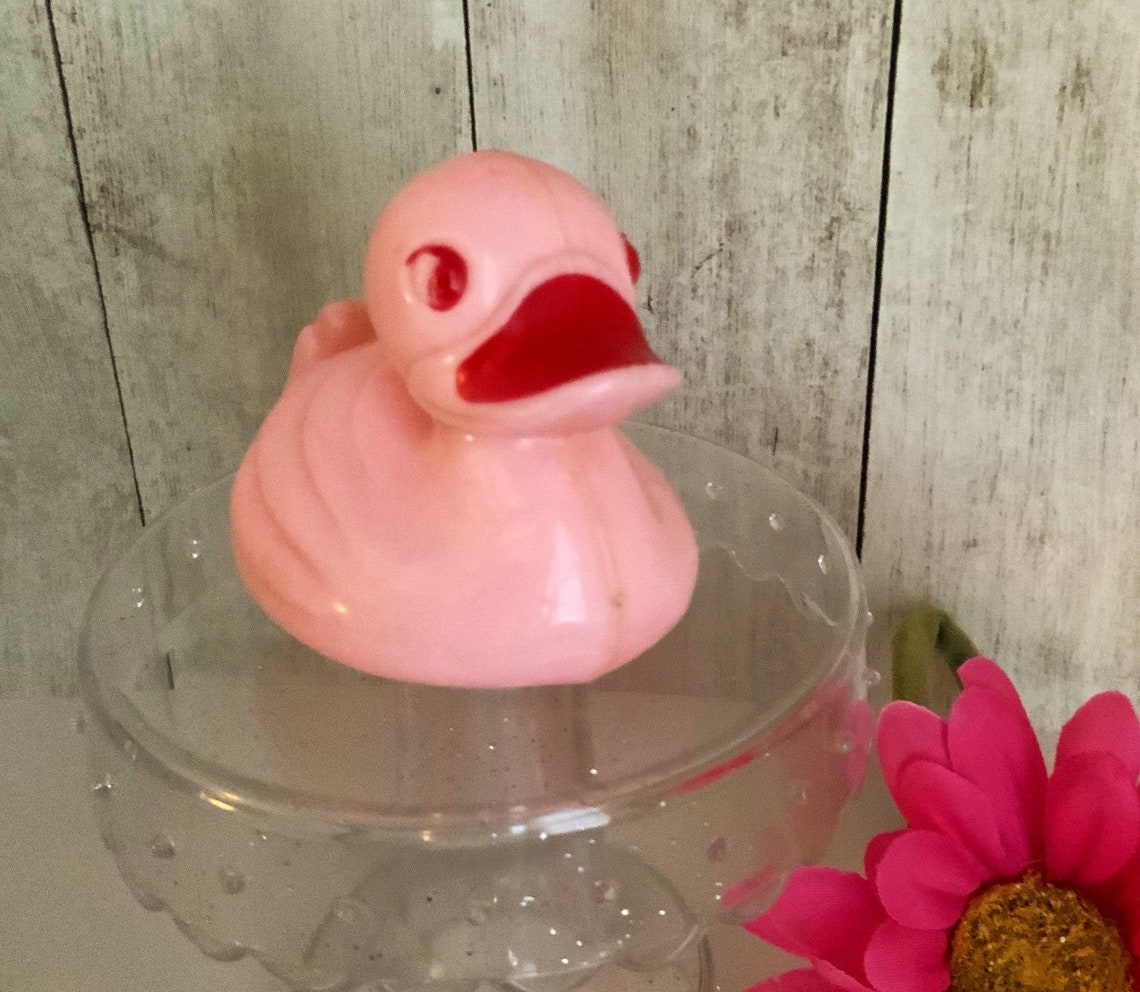 Vintage Baby Toy Pink Duck Rattle Rosbro Plastic Ducky Etsy
