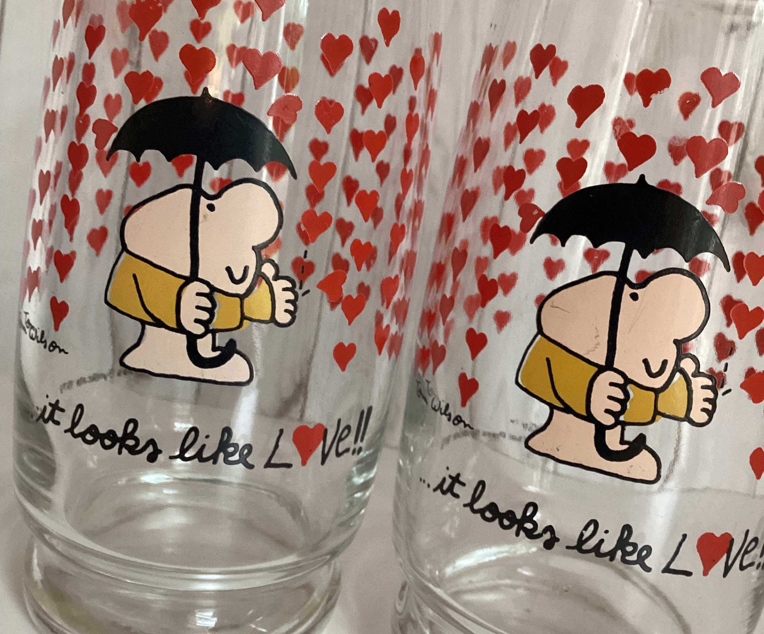 Vintage 1979 Ziggy Drinking Glasses It Looks Like Love Red Etsy