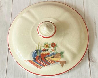 Vintage Homer Laughlin Mexicana Lid, Replacement, Lid ONLY, Fiesta Ware, Kitchen Kraft, Pottery, 5.875 Inches Diameter, 6”