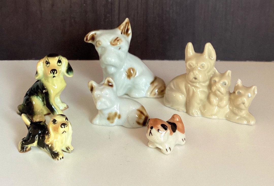 Vintage Ceramic Dog Figurines, Instant Collection, Five and Dime Store