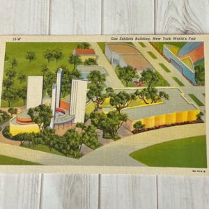 1939 New York World’s Fair Postcard, Gas Exhibits Building, Officially Licensed, Collectible Souvenir, Linen Postcard, Post Card