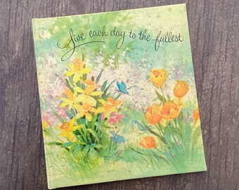 Vintage American Greetings Book, Live Each Day to the Fullest, The Sunbeam Library, Little Retro Book, Floral Book, Encouragement, 1970s