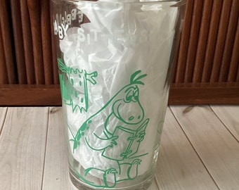 Vintage Flintstones Jelly Glass, Welch’s, Jadeite Decals, Swanky Swig, Retro Kitchen Decor, Nostalgia, Pebbles, Dino, Hanna Barbera, 1960s