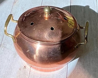 Vintage Copper Bowl with Lid, Potpourri, Diffuser, Mid Century, MCM, Farmhouse Kitchen