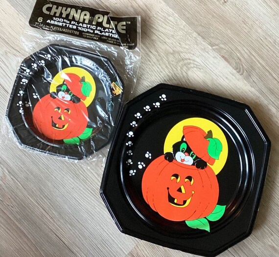 Halloween plastic plates hot sale