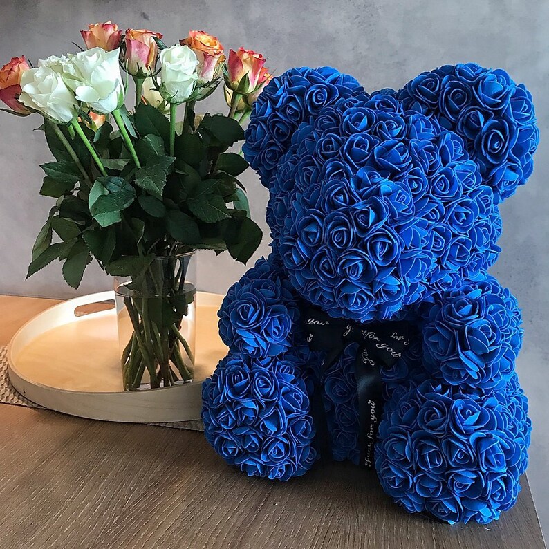 black rose teddy bear