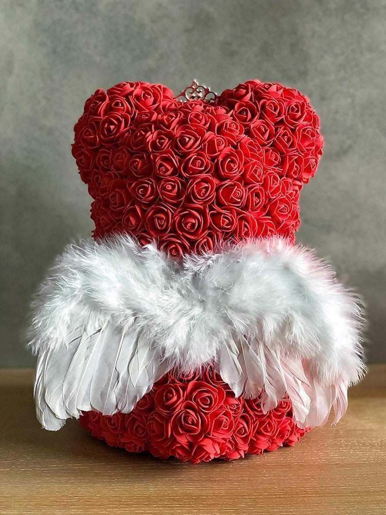 Rose Bear luxury rose teddy bear forever rose teddy rose bear | Etsy
