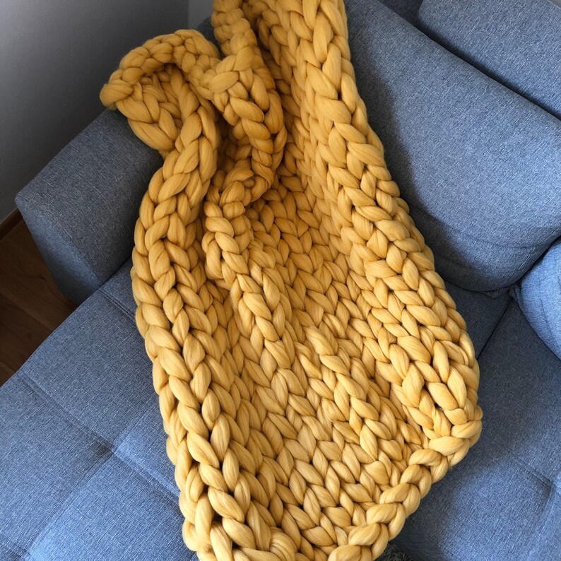 Merino Wool Chunky Knit Blanket,merino Wool Blanket, Knitted Blanket