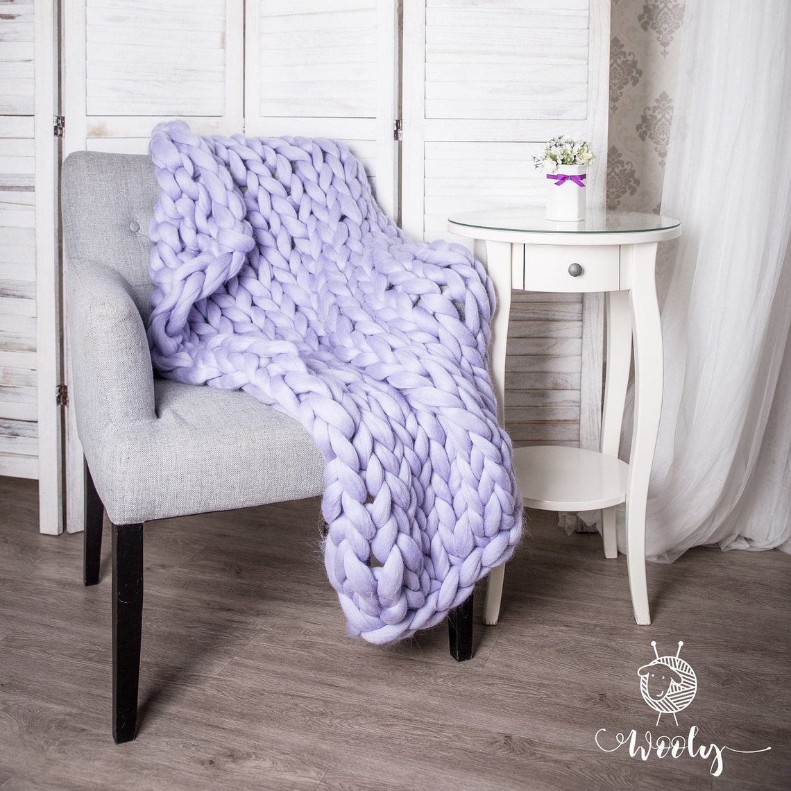 Merino Wool Chunky Knit Blanket,merino Wool Blanket, Knitted Blanket