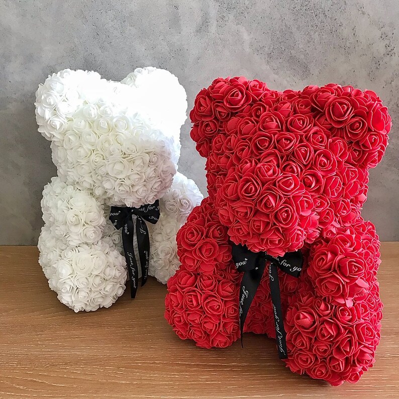 black rose teddy bear