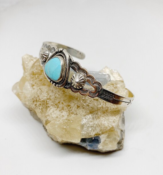 turquoise stamped cuff bracelet - image 7