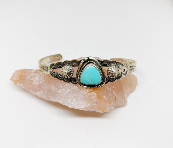 turquoise stamped cuff bracelet - image 1