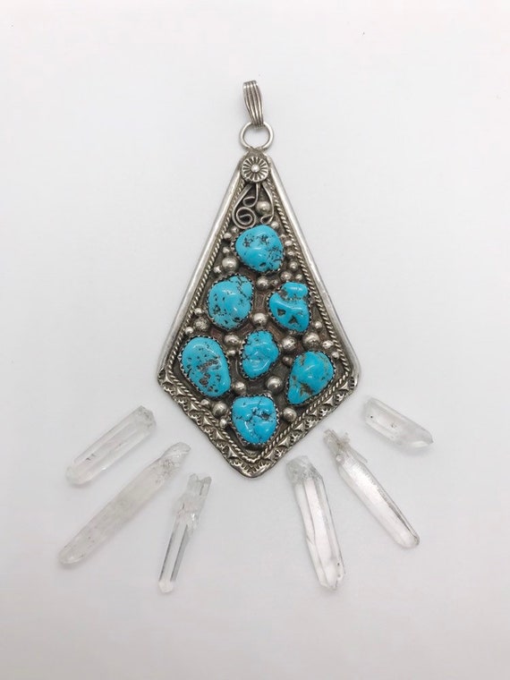 turquoise nugget sterling pendant - image 2