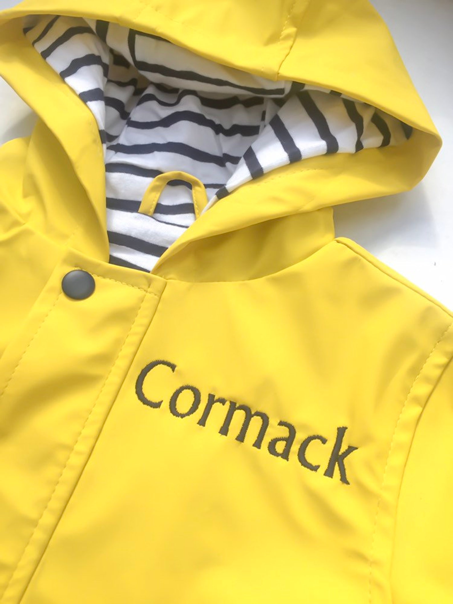 Toddler Rain Jacket Personalised Yellow Kids Raincoat Etsy