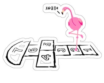 Flamingo Sticker, Funny Hopscotch Bird Sticker, Pink Flamingo Art, Laptop Sticker, Flamingo Gifts, Computer Stickers, Waterbottle Laptop