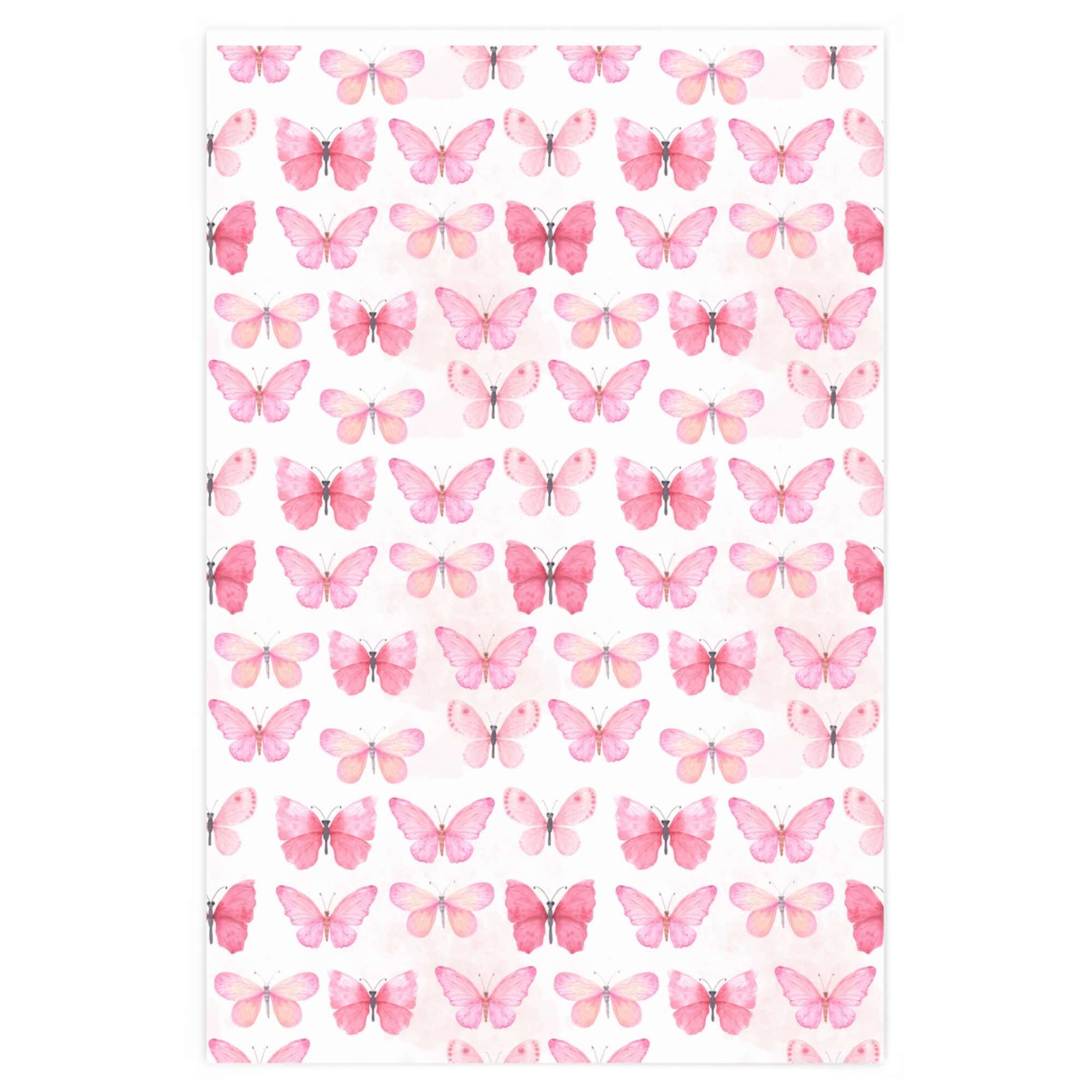 Pink Butterfly Gift Wrap Paper, Pink Wrapping Paper, Butterfly Birthday Party Gift, New Home