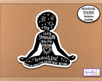 Yoga Girl Meditation Sticker, Phone Sticker, Planner Sticker, Aesthetic Sticker, Laptop Sticker, Bujo Journaling Sticker, Self Care Sticker