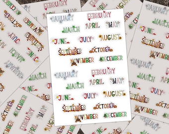 Months Of The Year Sticker Sheet, Monthly Planner Stickers, 24 Month Labels, Journal Stickers, Waterproof Vinyl