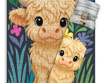 Puzzle 120 Pièces Highland Cow - Design 1 - 10x8 Pouces - Neuf