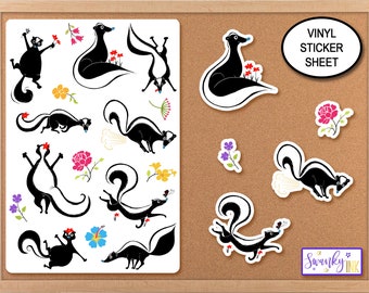 Adorable Skunk Sticker Sheet, Stinkin' Cute Stickers, Small Stickers, Funny Stickers, Computer Stickers, Planner Stickers, Laptop Stickers